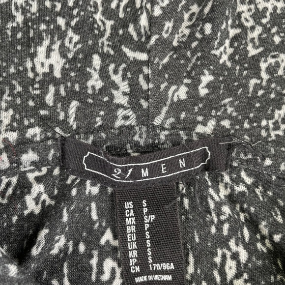 21 Men Short Sleeve Hoodie Abstract Black Print Hooded T Shirt Mens S Streetwear - Picture 7 of 10